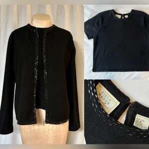 VTG 💯 Wool Embellished Sweater Cardigan Set - M